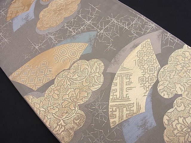 平和屋着物■六通柄袋帯 雲取り地紙吉祥花文 金糸 逸品 n-je1861