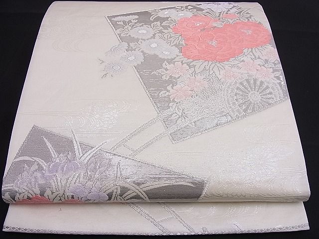平和屋着物■六通柄袋帯 唐織 献上花車文 プラチナ二重箔 逸品 n-je1864