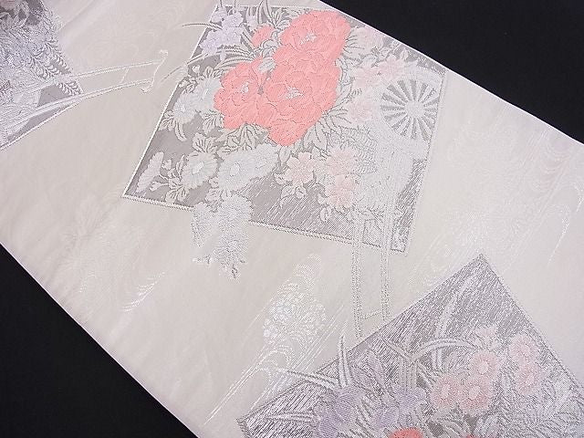 平和屋着物■六通柄袋帯 唐織 献上花車文 プラチナ二重箔 逸品 n-je1864