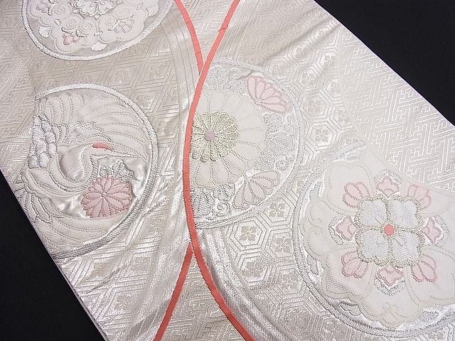 平和屋着物■六通柄袋帯 唐織 飛鶴花丸文 金銀糸 逸品 n-je1868