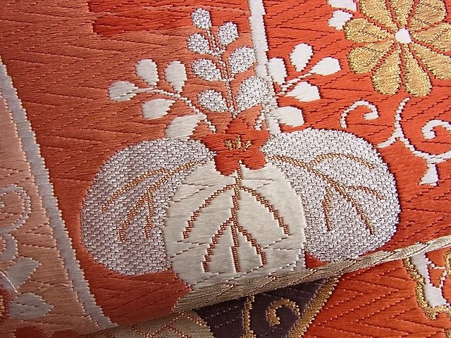 平和屋着物■六通柄袋帯 唐織 慶賀扇面文 引箔 逸品 n-je1871