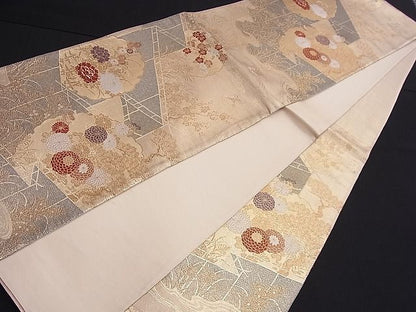 平和屋着物■九百佐賀錦 六通柄袋帯 唐織 蒔絵 金糸 逸品 n-je1873