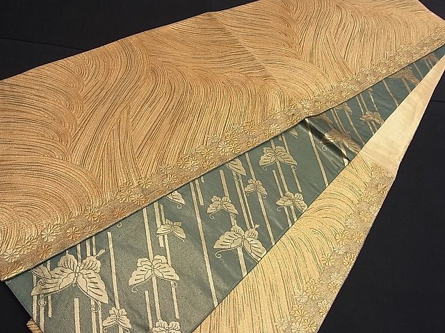 平和屋着物■六通柄袋帯 立波花間道 金糸 逸品 n-je1903