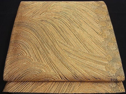 平和屋着物■六通柄袋帯 立波花間道 金糸 逸品 n-je1903