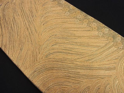 平和屋着物■六通柄袋帯 立波花間道 金糸 逸品 n-je1903