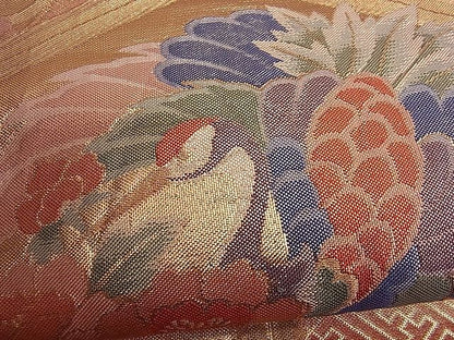 平和屋着物■本佐賀錦 六通柄袋帯 亀甲飛鶴花文 金糸 逸品 n-je1906