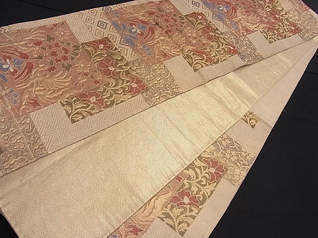平和屋着物■佐賀錦 六通柄袋帯 ふくれ織 鳳凰色紙重ね花文 金糸 逸品 n-je1919