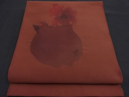 平和屋着物■八寸名古屋帯　陶器花文　逸品　n-je1961