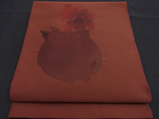 平和屋着物■八寸名古屋帯　陶器花文　逸品　n-je1961