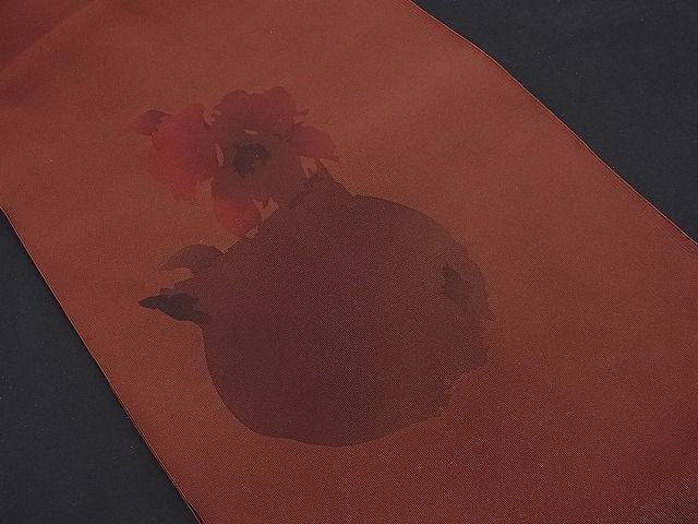 平和屋着物■八寸名古屋帯　陶器花文　逸品　n-je1961