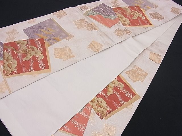 平和屋着物■六通柄袋帯 色紙鶴松吉祥文 金糸 逸品 n-je2161