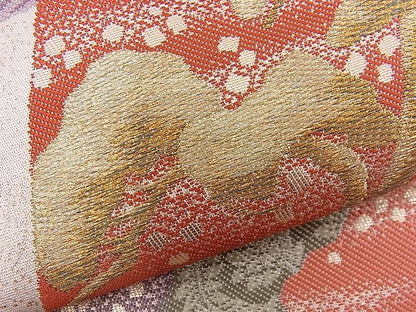 平和屋着物■六通柄袋帯 色紙鶴松吉祥文 金糸 逸品 n-je2161