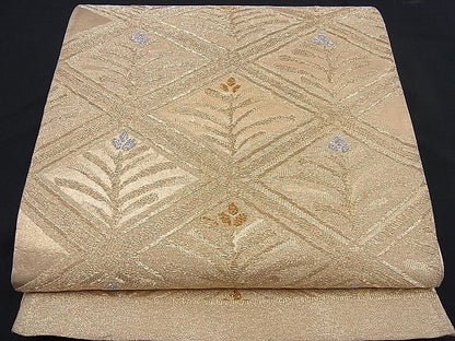 平和屋着物■六通柄袋帯 菱松葉文 金銀糸 逸品 n-je2188