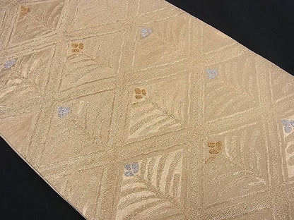 平和屋着物■六通柄袋帯 菱松葉文 金銀糸 逸品 n-je2188