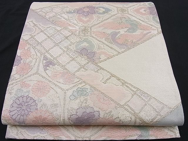 平和屋着物■佐賀錦 六通柄袋帯 向かい鳳凰吉祥花菱文 金銀糸 逸品 n-je2373