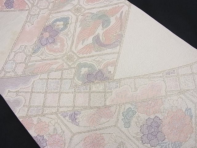 平和屋着物■佐賀錦 六通柄袋帯 向かい鳳凰吉祥花菱文 金銀糸 逸品 n-je2373