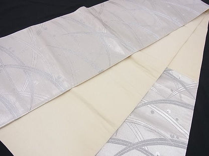 平和屋着物■六通柄袋帯 梅雨芝文 銀糸 逸品 n-je2390