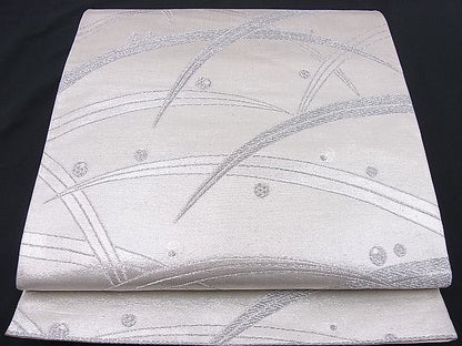 平和屋着物■六通柄袋帯 梅雨芝文 銀糸 逸品 n-je2390