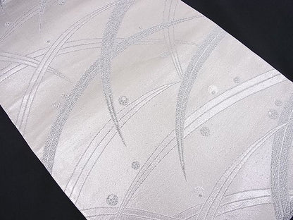 平和屋着物■六通柄袋帯 梅雨芝文 銀糸 逸品 n-je2390