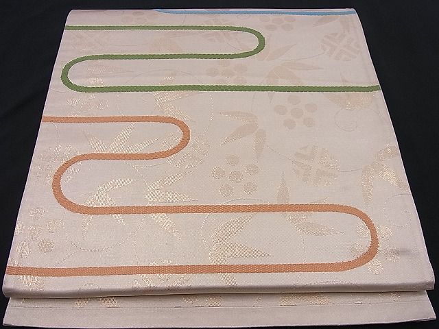 平和屋着物■六通柄袋帯 唐織 エ霞名物裂文様 金糸 逸品 n-je2393