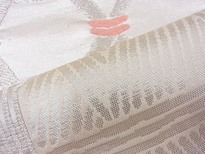 平和屋着物■六通柄袋帯 唐織 亀甲竹垣文様 銀糸 逸品 n-je2394