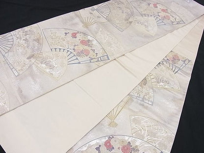 平和屋着物■六通柄袋帯 唐織 雅扇散蒔絵 金銀糸 逸品 n-je2408