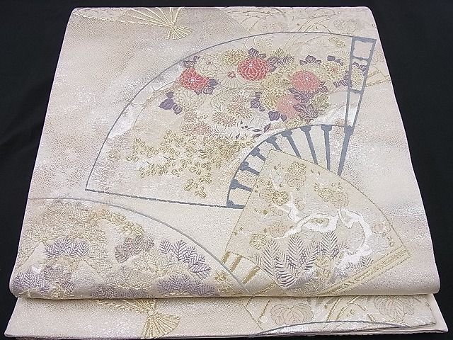平和屋着物■六通柄袋帯 唐織 雅扇散蒔絵 金銀糸 逸品 n-je2408