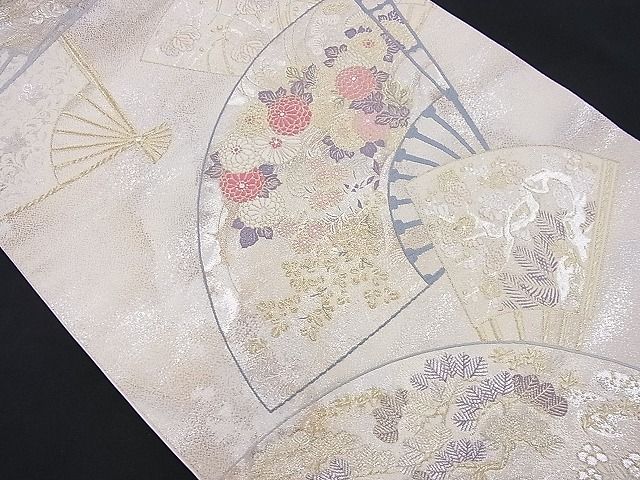 平和屋着物■六通柄袋帯 唐織 雅扇散蒔絵 金銀糸 逸品 n-je2408