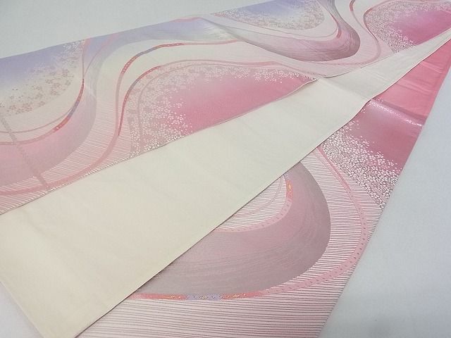 平和屋着物■六通柄袋帯 唐織 流水花文 金銀糸 逸品 jm2220