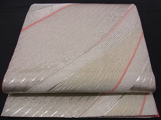 平和屋着物■六通柄袋帯 唐織 立波文 銀糸 逸品 n-jx0101