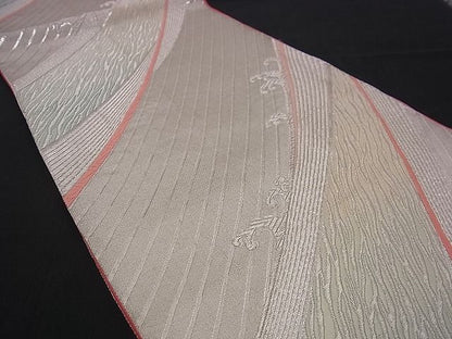 平和屋着物■六通柄袋帯 唐織 立波文 銀糸 逸品 n-jx0101