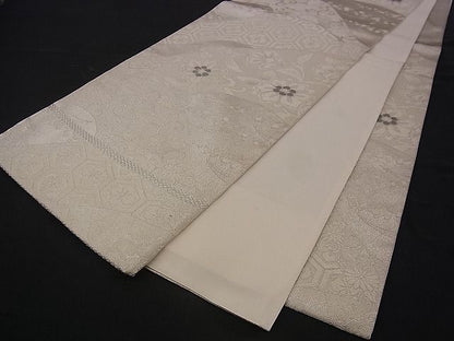 平和屋着物■六通柄袋帯 遠山花唐草文 銀糸 逸品 n-jx0105