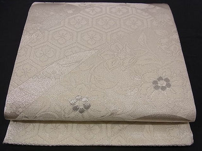 平和屋着物■六通柄袋帯 遠山花唐草文 銀糸 逸品 n-jx0105