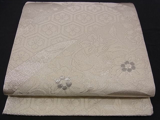 平和屋着物■六通柄袋帯 遠山花唐草文 銀糸 逸品 n-jx0105