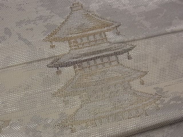 平和屋着物■六通柄袋帯 霞風景文 金銀糸 逸品 n-jx0112