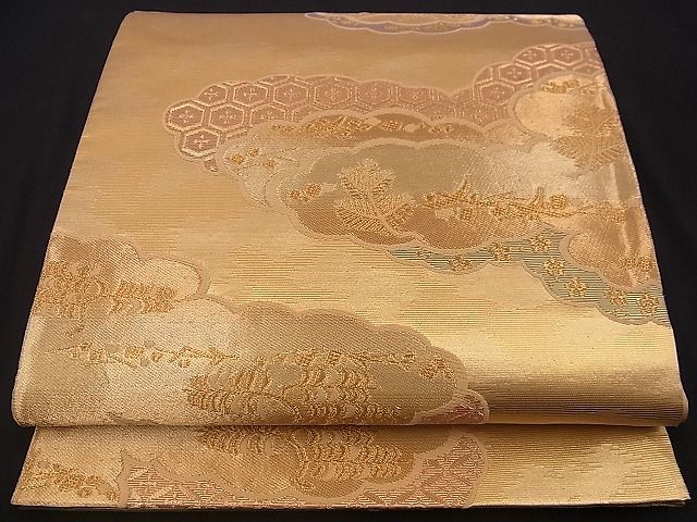平和屋着物■六通柄袋帯 雲取吉祥文 金糸 逸品 n-jx0139
