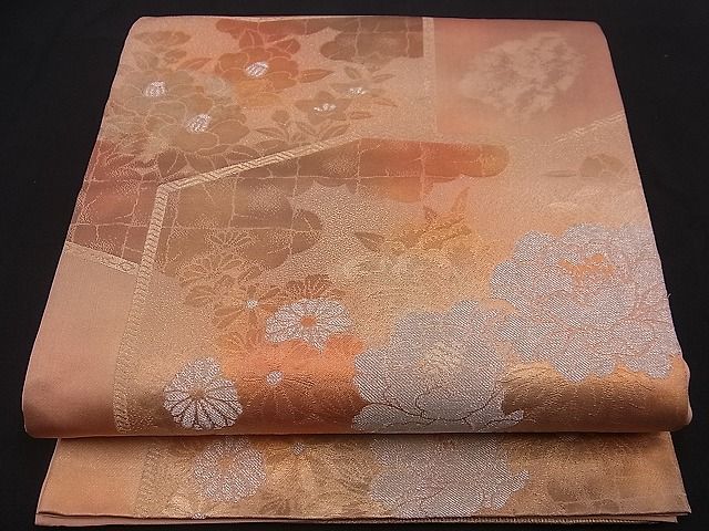 平和屋着物■六通柄袋帯 草花屏風文 金銀糸 逸品 n-jx0151