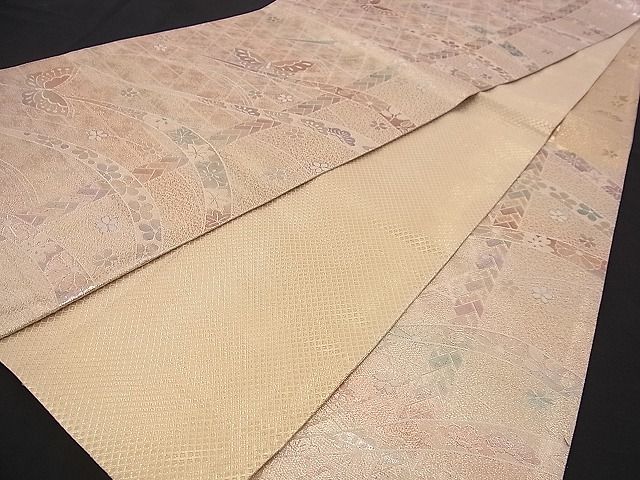 平和屋着物■佐賀錦 六通柄袋帯 芝草舞蝶文 金銀彩 逸品 n-jx0358