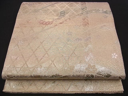 平和屋着物■佐賀錦 六通柄袋帯 芝草舞蝶文 金銀彩 逸品 n-jx0358