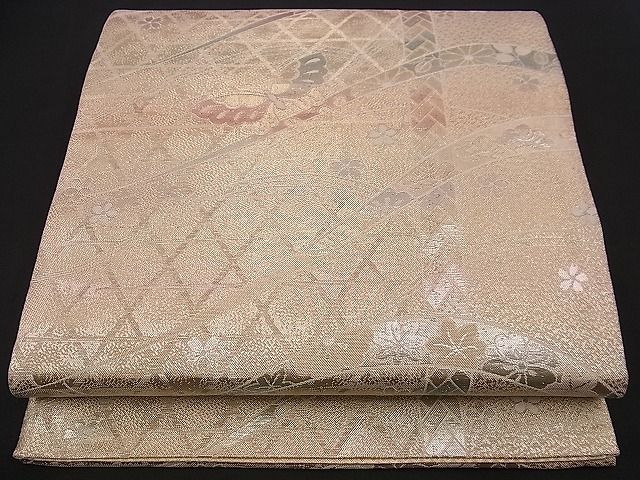 平和屋着物■佐賀錦 六通柄袋帯 芝草舞蝶文 金銀彩 逸品 n-jx0358