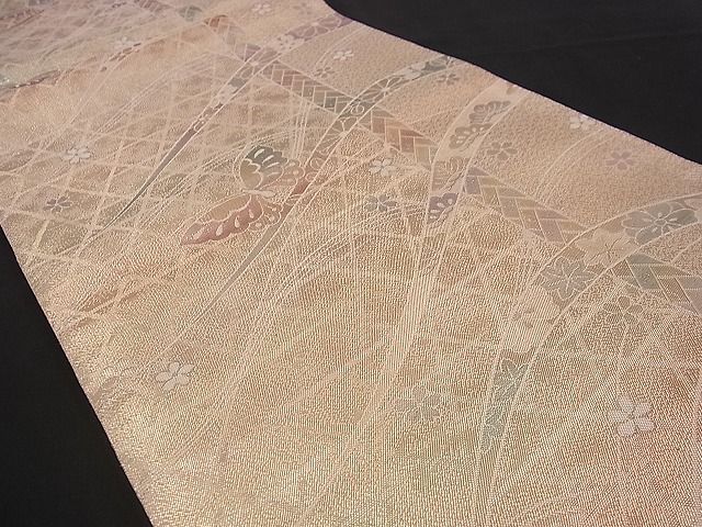 平和屋着物■佐賀錦 六通柄袋帯 芝草舞蝶文 金銀彩 逸品 n-jx0358