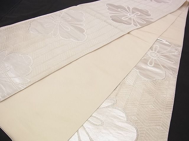 平和屋着物■六通柄袋帯 花菱文 銀糸 逸品 n-jx0365