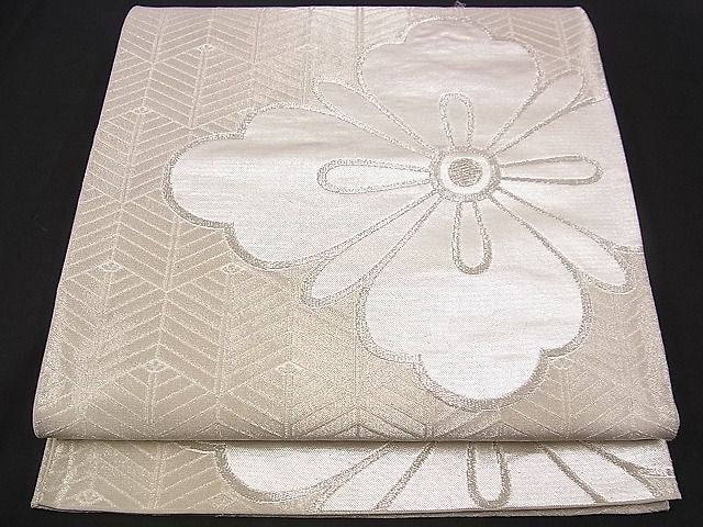 平和屋着物■六通柄袋帯 花菱文 銀糸 逸品 n-jx0365