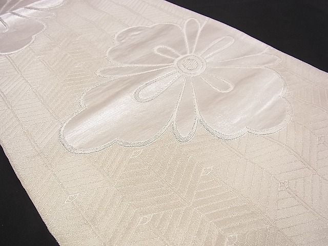 平和屋着物■六通柄袋帯 花菱文 銀糸 逸品 n-jx0365
