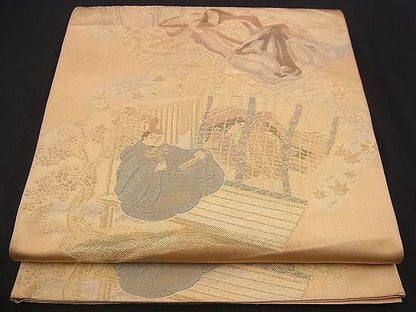 平和屋着物■六通柄袋帯 源氏物語 金糸 逸品 n-jx0422