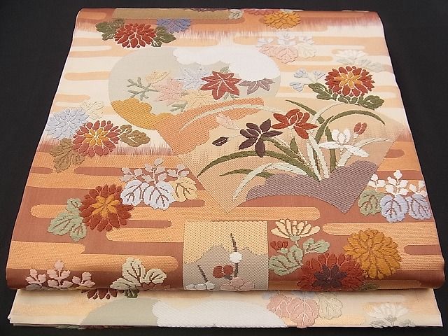 平和屋着物■六通柄袋帯 唐織 色紙重文 金糸 逸品 n-jx0442