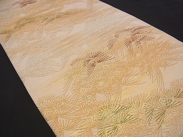 平和屋着物■六通柄袋帯 若松葉文 金銀糸 逸品 n-jx0445