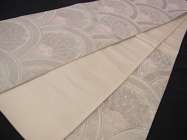 平和屋着物■六通柄袋帯 唐織 青海孔雀文 九百錦 プラチナ箔 逸品 n-jx0457