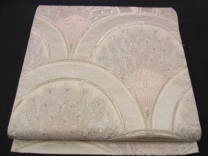 平和屋着物■六通柄袋帯 唐織 青海孔雀文 九百錦 プラチナ箔 逸品 n-jx0457