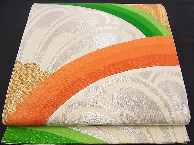 平和屋着物■六通柄袋帯 唐織 吉祥青海波 金銀糸 逸品 n-jx0462